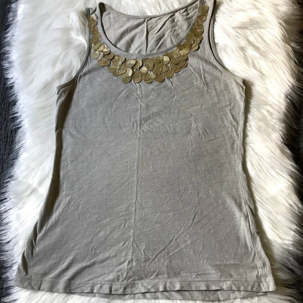 3x$25 Banana Republic Sequin-Like Metallic Trim Tank, S